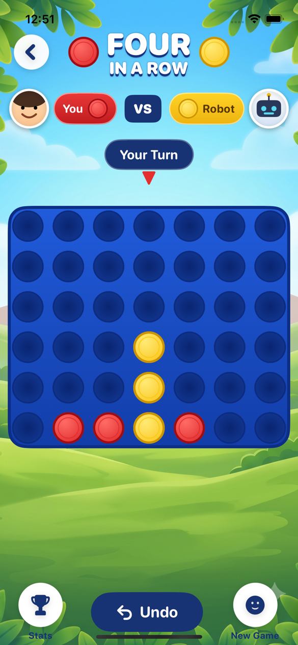 Four in a Row game board in BluePlay